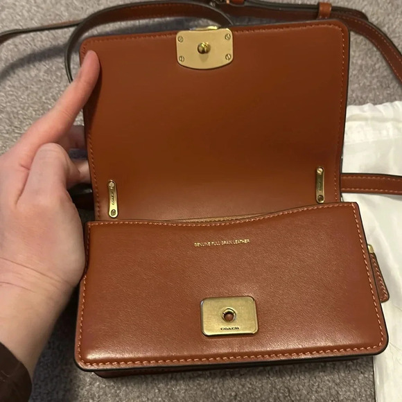 Coach Cognac Brown Bandit Shoulder Bag Leather Mini Bag Convertible Crossbody - Picture 4 of 11